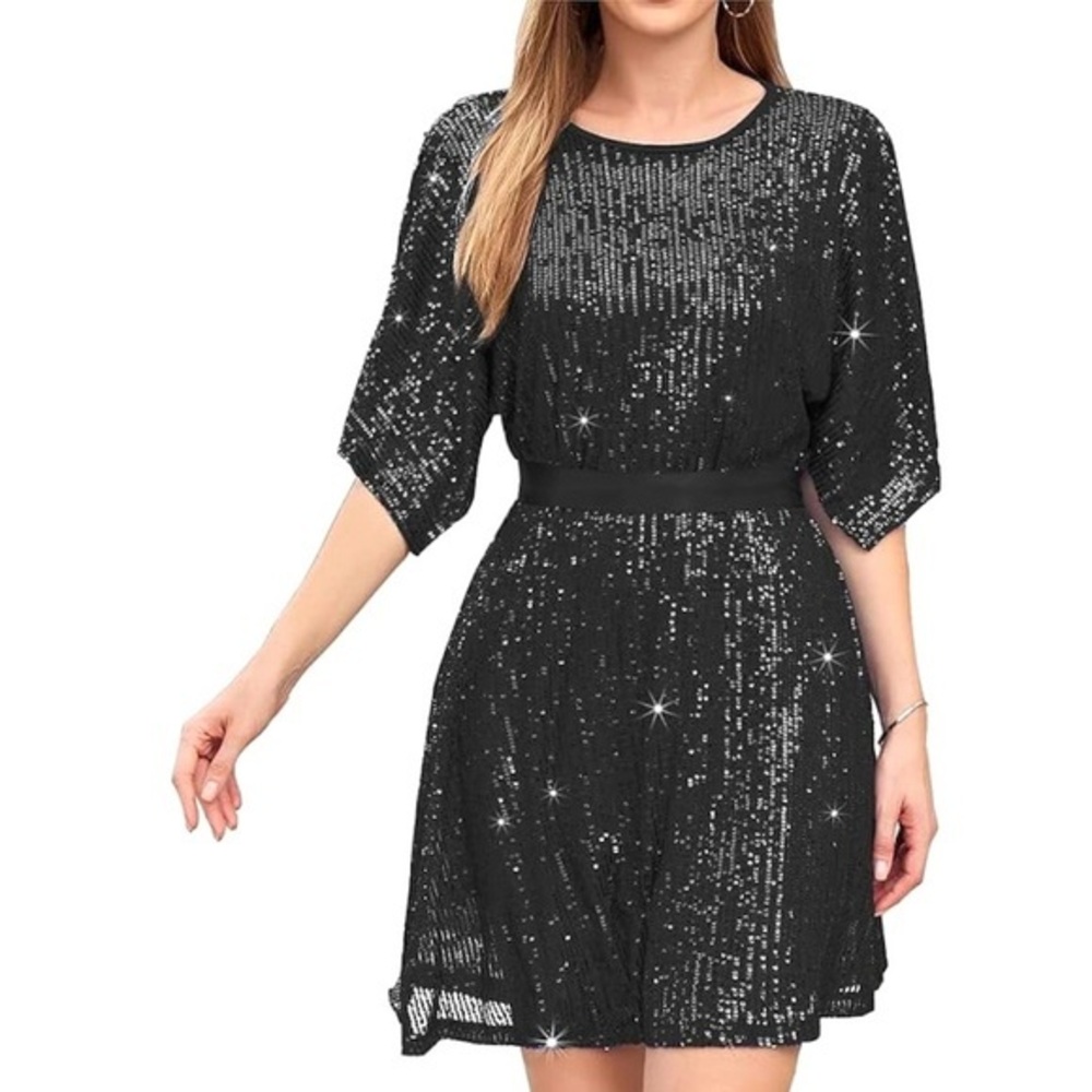 Elegant Black Sequin Dress!